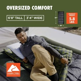 Ozark Trail Oversized 30F Cool Weather Sleeping Bag, Gray