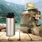 Ozark Trail 36 oz Double-Wall Vacuum-Sealed Stainless-Steel Insulated Water Bottle with Wide Mouth Lid, Silver & Black