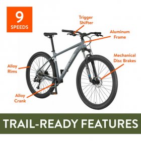 Ozark Trail 29" Ridge Mountain Bike, Medium Frame, Gray, Adult, Unisex