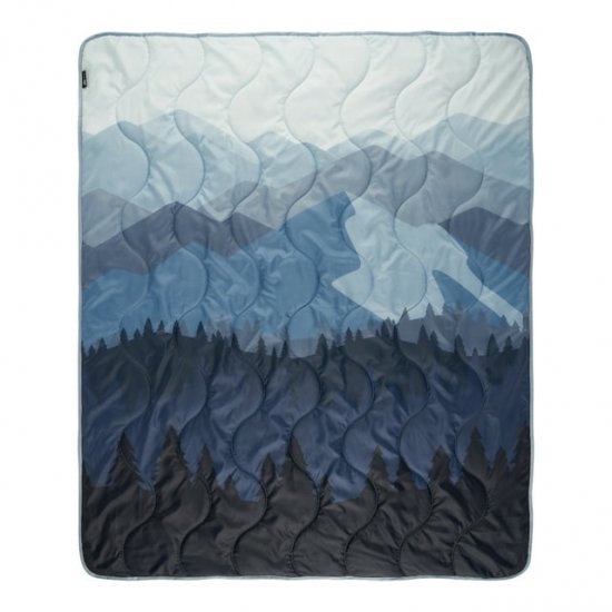 Ozark Trail Packable Blanket, 70\" x 60\" in Blue Mountain Scene Design with Stuff Sack for Camping Picnics