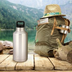 Ozark Trail 64 oz Double-Wall Stainless-Steel Insulated Water Bottle, Silver