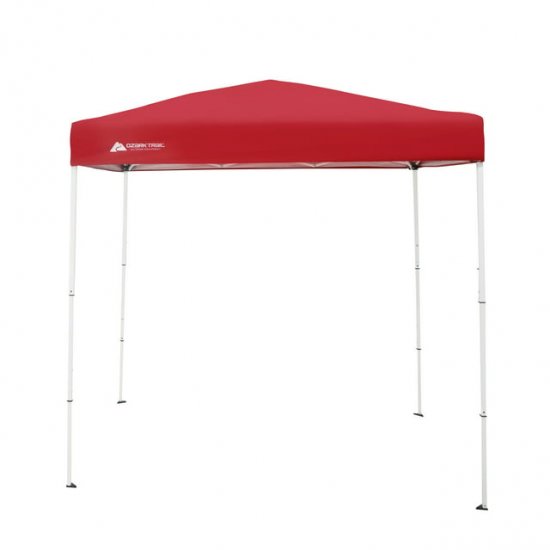 Ozark Trail 4\' x 6\' Instant Pop-up Straight Leg Outdoor Canopy Type Shading Shelter, Brilliant Red