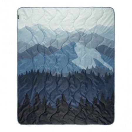 Ozark Trail Packable Blanket, 70" x 60" in Blue Mountain Scene Design with Stuff Sack for Camping Picnics