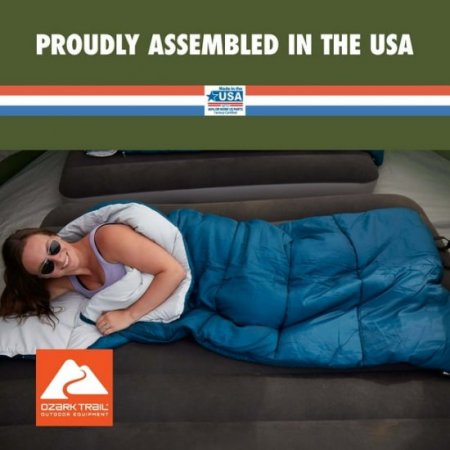 Ozark Trail 35-Degree Cool Weather Rectangular Sleeping Bag, Blue, 33"x77"